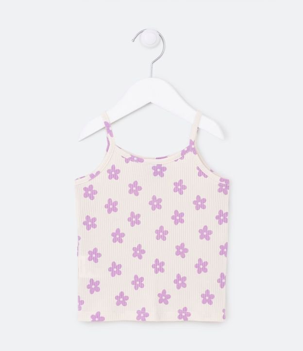 Blusa Musculosa Infantil Acanalada con Estampa de Margaritas - Talle 1 a 5 años 2
