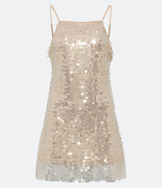 Vestido corto en Lentejuela Metalizado y Breteles Finos 10