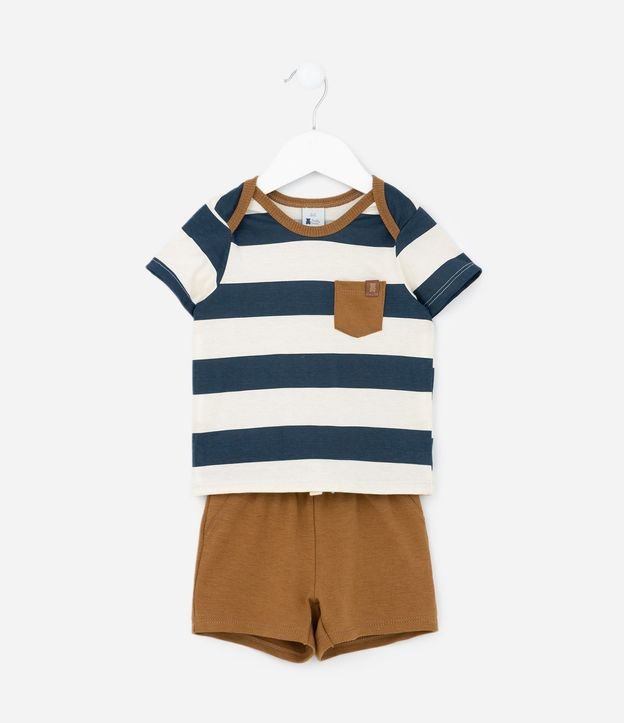 Conjunto Infantil con Estampa Rayada y Bolsillo Contrastante - Talle 0 a 18 meses 3