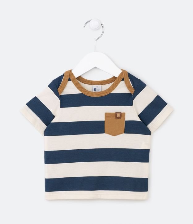 Conjunto Infantil con Estampa Rayada y Bolsillo Contrastante - Talle 0 a 18 meses 4