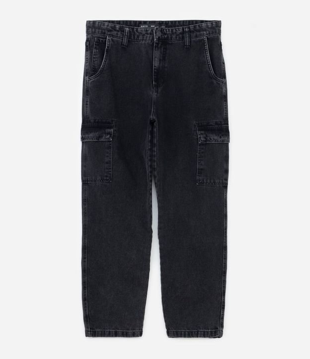 Pantalón Baggy Jeans con Bolsillos Cargo Laterales 4
