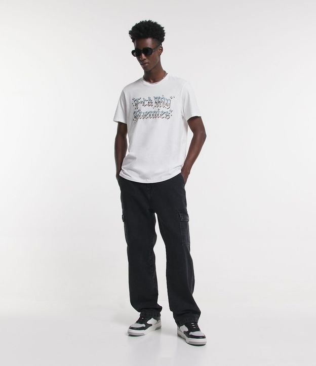 Pantalón Baggy Jeans con Bolsillos Cargo Laterales 1