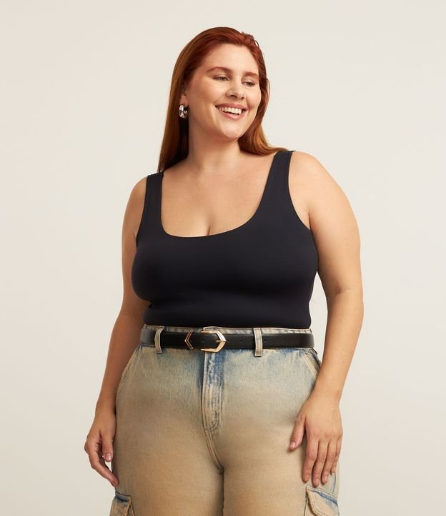 Blusa Musculosa en Poliamida con Breteles Anchos Curve & Plus Size