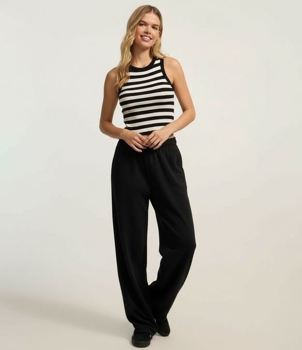Blusa Musculosa en Viscosa Rayada y con Textura 4