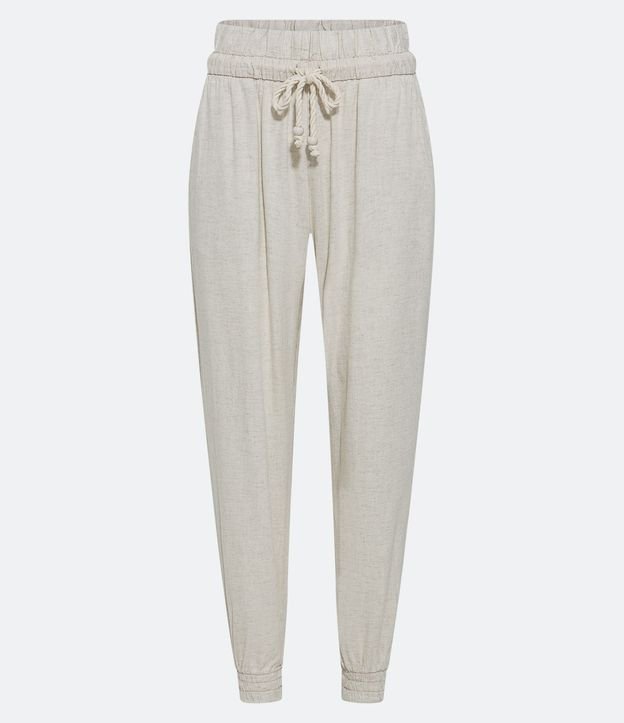 Pantalón Jogger Cintura Média en Lyocell con Lazo y Bolsillos