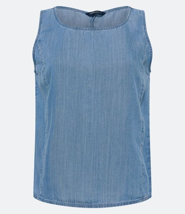 Blusa sin Mangas en Jeans con Escote en U