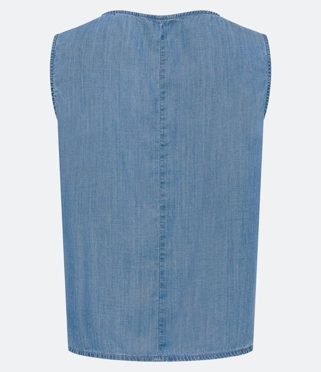 Blusa sin Mangas en Jeans con Escote en U 2