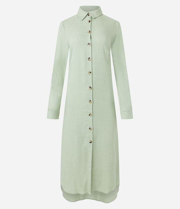 Vestido Chemise Alargado en Viscolino con Botones Contrastantes 6