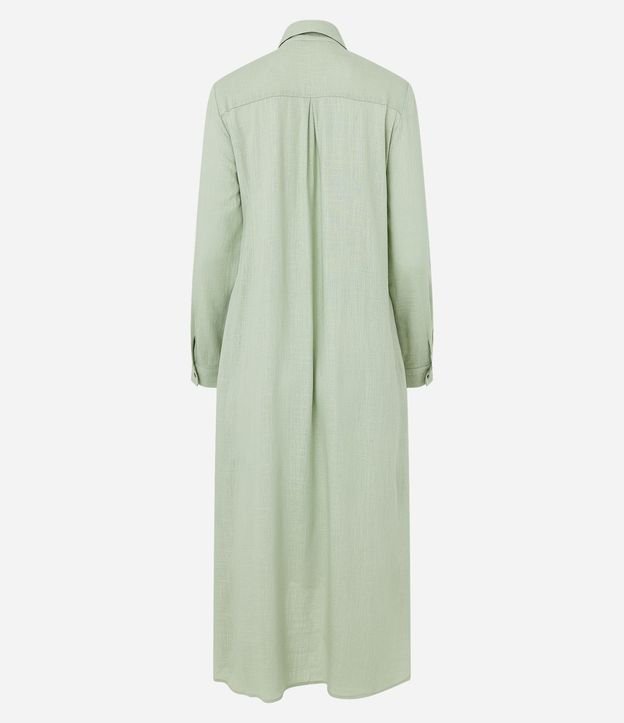 Vestido Chemise Alargado en Viscolino con Botones Contrastantes 7