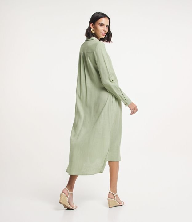 Vestido Chemise Alargado en Viscolino con Botones Contrastantes 5
