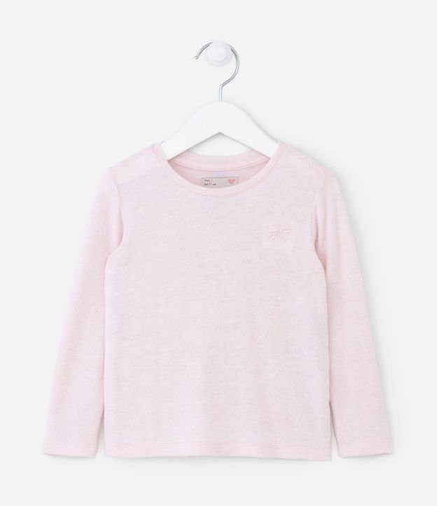 Blusa Infantil en Viscosa Felpuda y Bordado en el Pecho - Talle 1 a 5 años 1