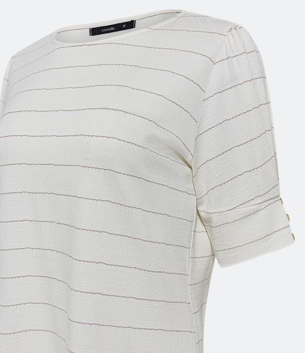 Blusa Manga Corta en Viscosa Texturizada con Rayas de Hilo Metálico 7