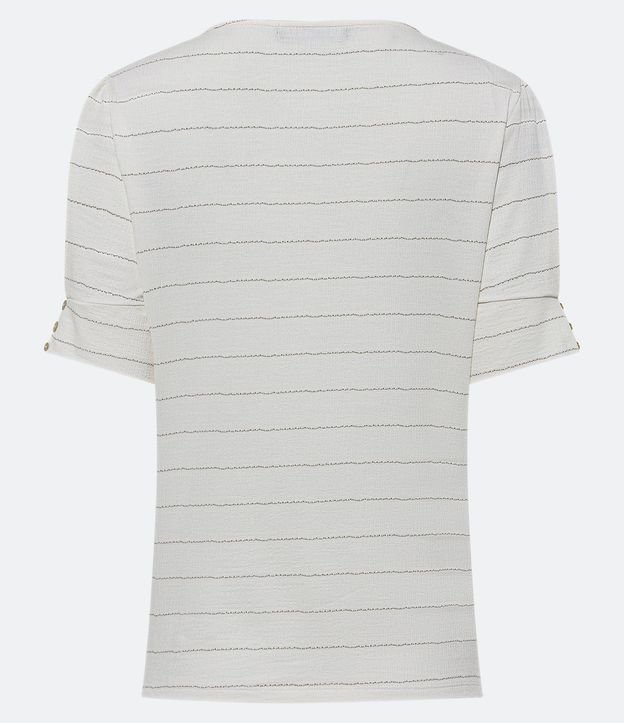 Blusa Manga Corta en Viscosa Texturizada con Rayas de Hilo Metálico 8