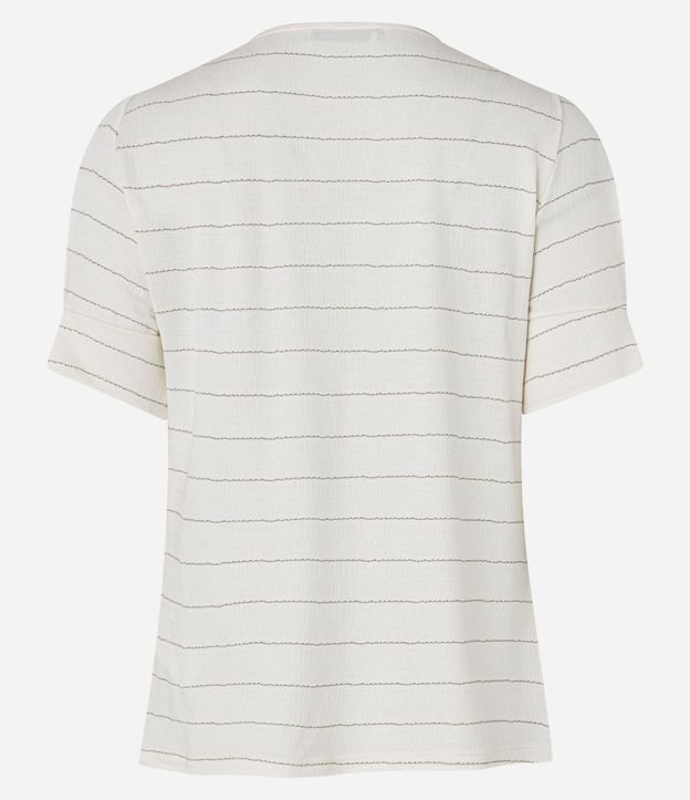 Blusa Manga Corta en Viscosa Texturizada con Rayas de Hilo Metálico 9