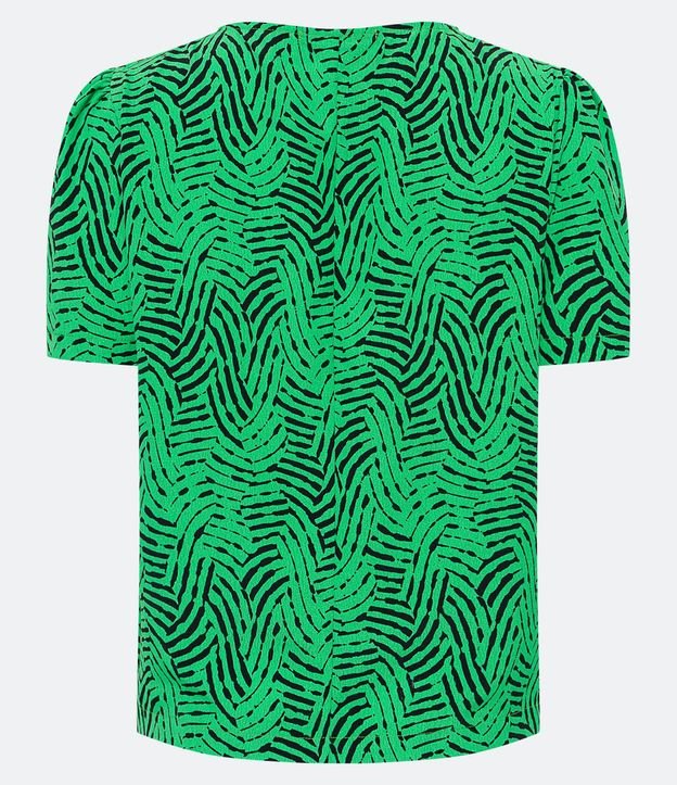Blusa en Crepé con Manga Abullonada y Estampado Abstracta 2