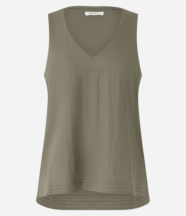 Blusa sin Manga en Piquet con Pespuntes en el Bajo 6