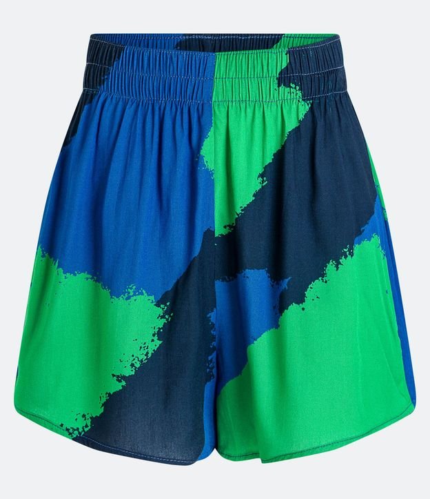 Salida de Playa Short en Viscosa con Cintura Elástica y Estampado Abstracto 6