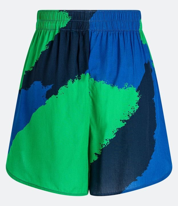 Salida de Playa Short en Viscosa con Cintura Elástica y Estampado Abstracto 8