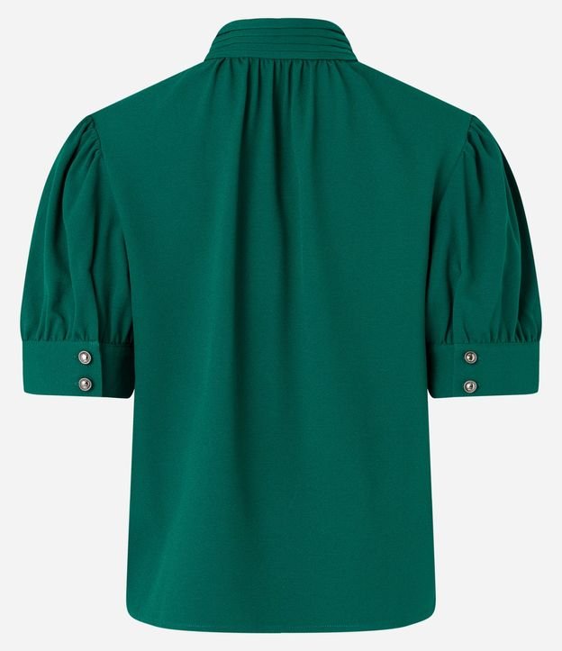 Blusa Manga Abullonada en Crepé con Cuello Alto con Botones 6
