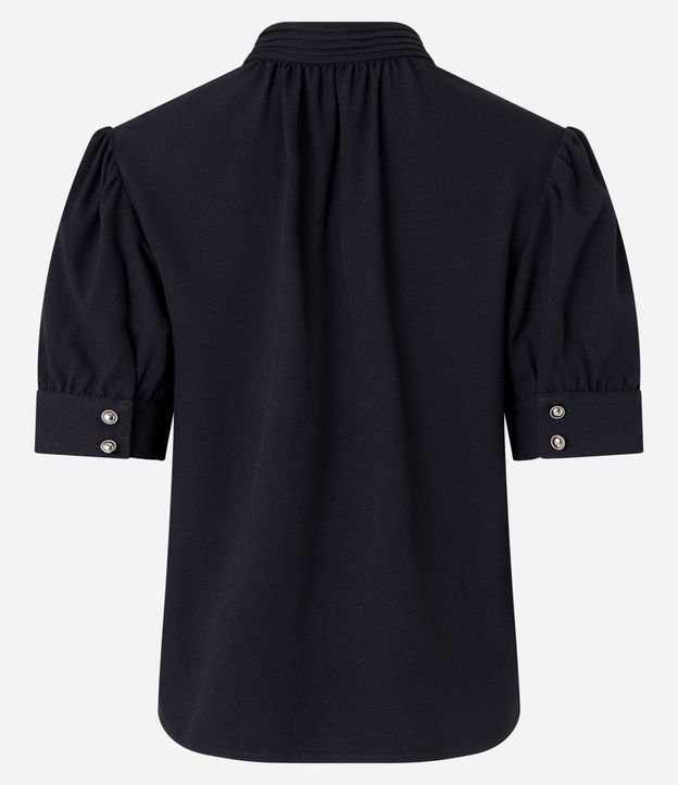 Blusa Manga Abullonada en Crepé con Cuello Alto con Botones 2