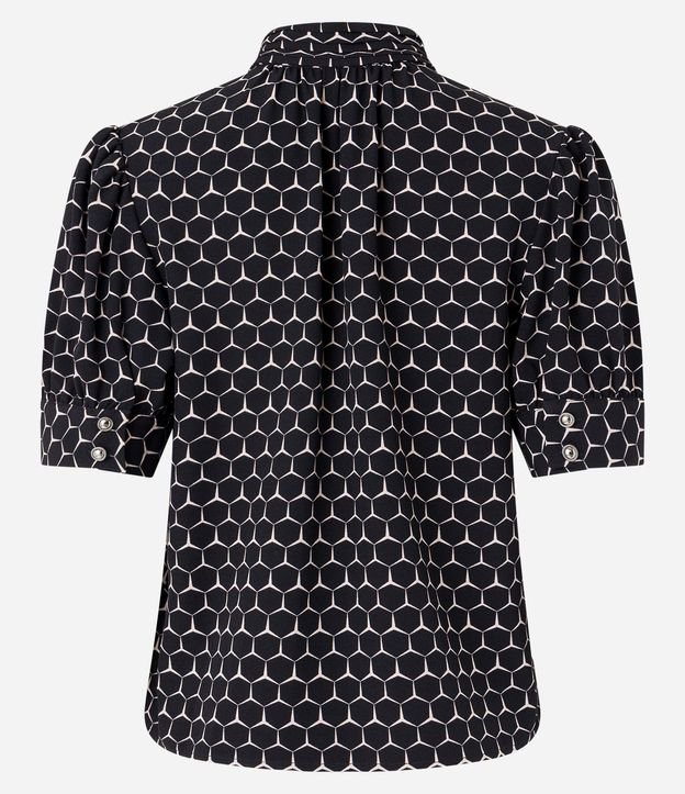 Blusa Manga Abullonada en Crepé con Estampado Geométrico 3