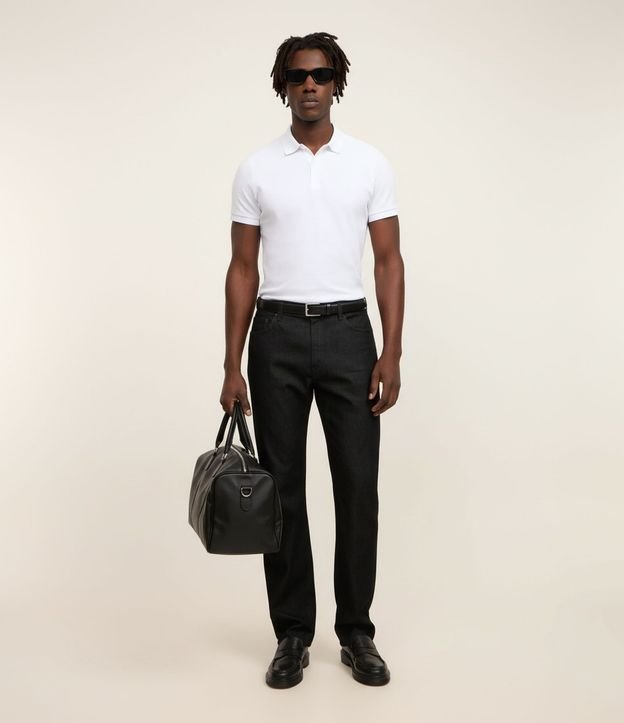 Polo Slim en Media Malla con Botones y Textura Acanalada