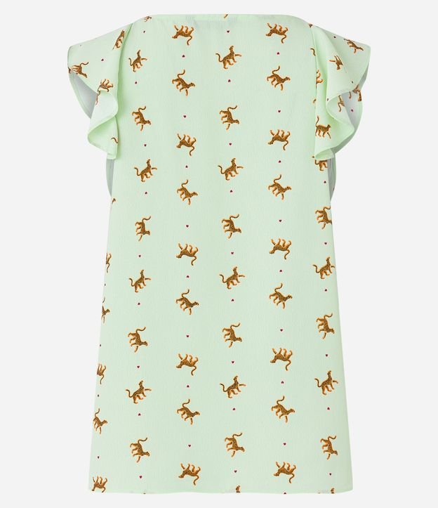 Blusa sin Manga en Crepé con Volado y Estampa de Leopardos 2