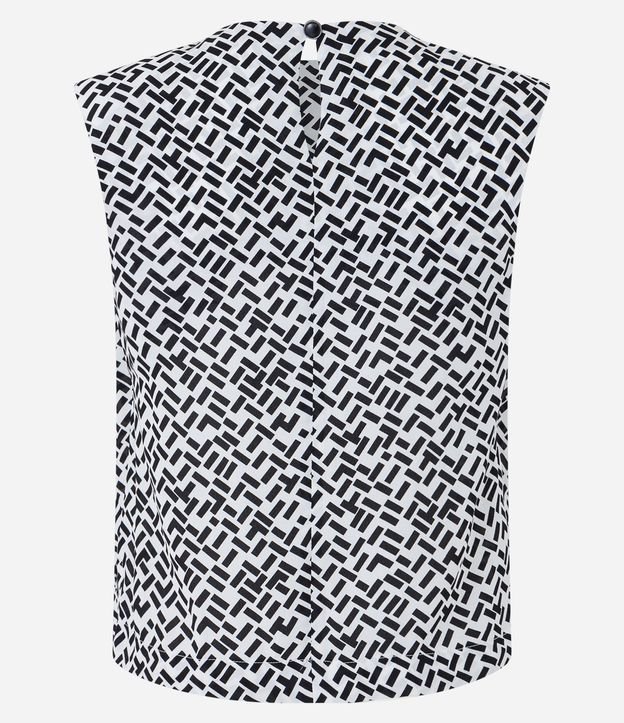 Blusa sin Manga en Crepé con Hombrera y Estampa Geométrica 2
