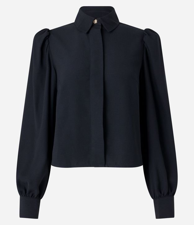 Camisa en Crepé con Botón Diferenciado y Manga Abullonada 6