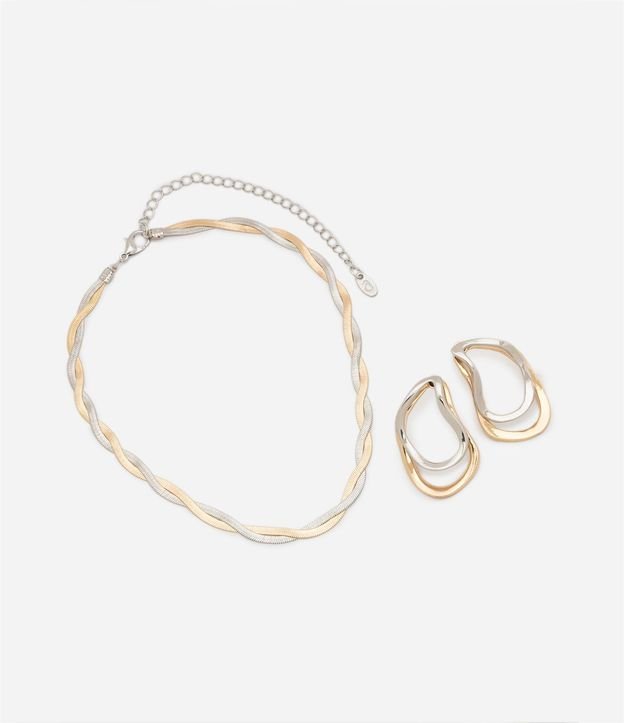 Conjunto de Caravanas y Collar con Forma Orgánica Doble 2