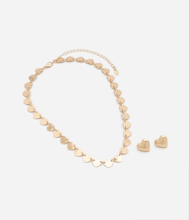 Conjunto Caravana y Collar en Metal con Corazones 2
