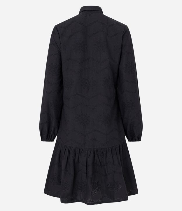 Vestido Chemise Corto en Laise con Mangas Abullonadas 2