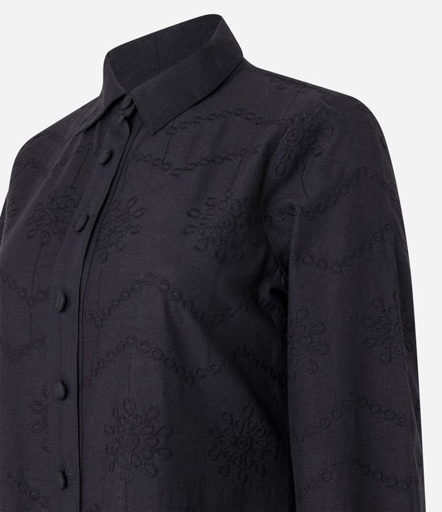 Vestido Chemise Corto en Laise con Mangas Abullonadas 3