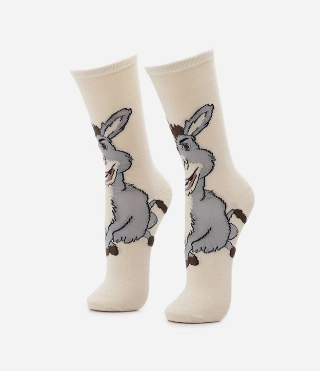 Media Caña Larga en Algodón con Estampa Burro de Shrek