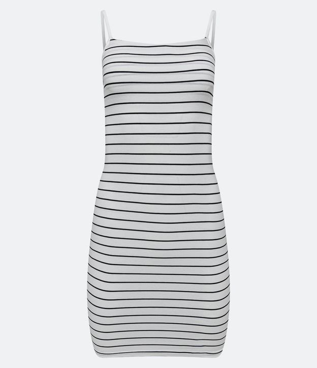 Vestido Corto de Algodón Rayado con Breteles Finos