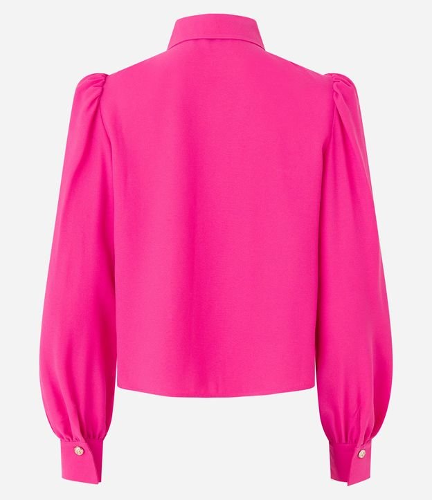 Camisa en Crepé con Botón Diferenciado y Manga Abullonada 9