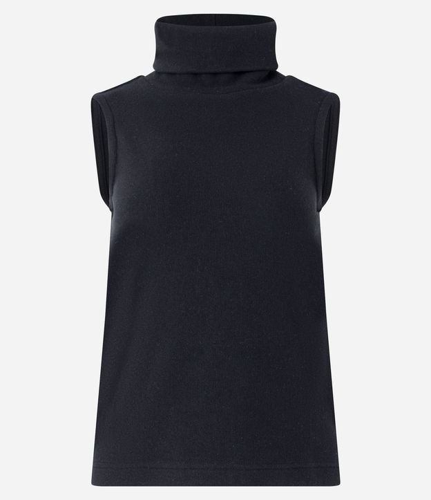 Blusa sin Manga en Punto con Cuello Alto 6