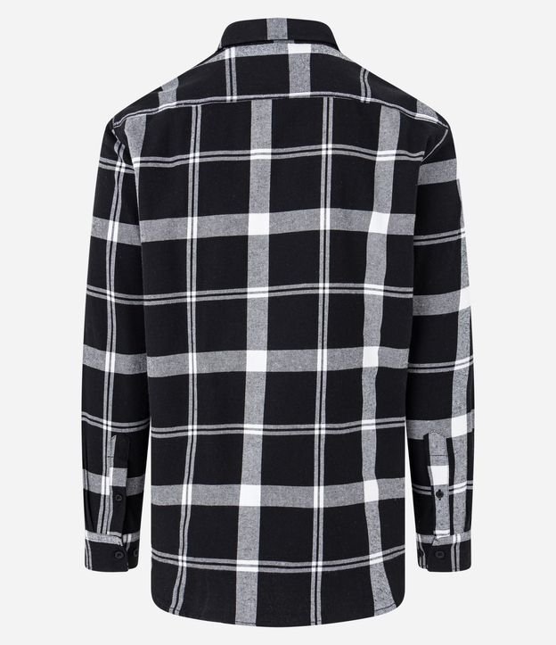 Camisa en Franela de Cuadros con Bolsillos y Botones Delanteros