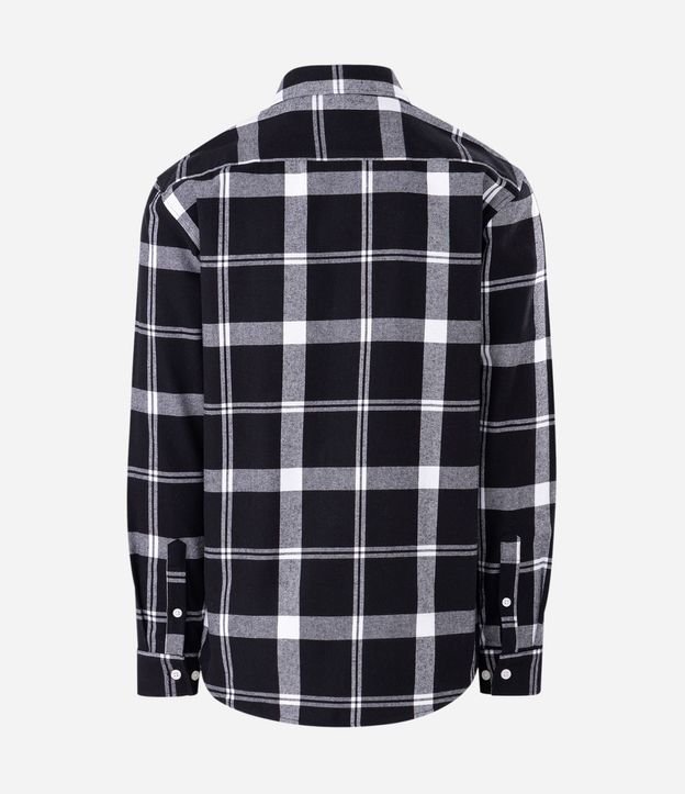 Camisa en Franela de Cuadros con Bolsillos y Botones Delanteros 5
