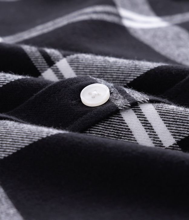 Camisa en Franela de Cuadros con Bolsillos y Botones Delanteros 6