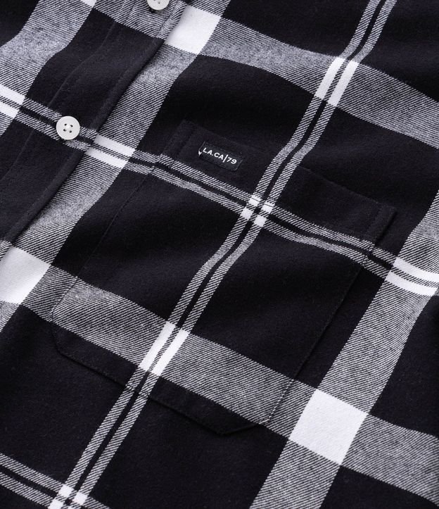 Camisa en Franela de Cuadros con Bolsillos y Botones Delanteros 8