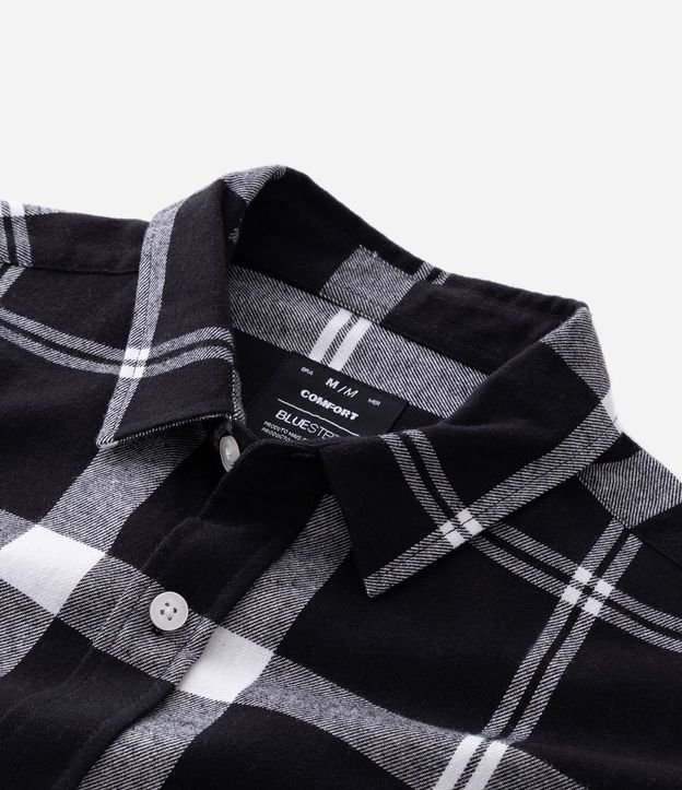 Camisa en Franela de Cuadros con Bolsillos y Botones Delanteros 9