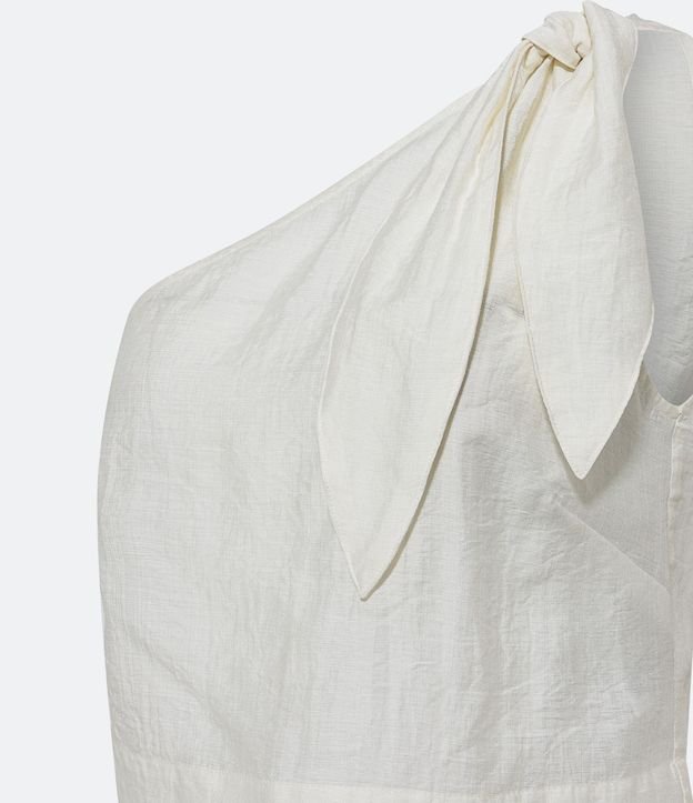 Blusa Cropped Satén de un Solo Hombro con Nudo 2