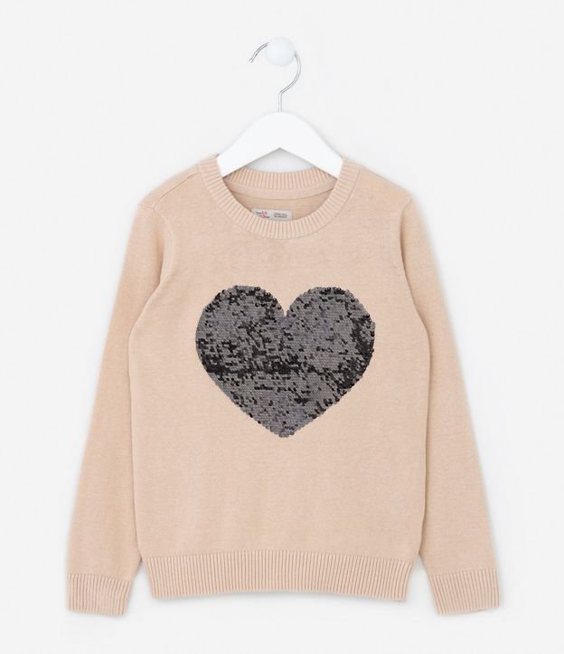 Buzo Infantil de Punto con Corazón en Lentejuela Reversible - Talle 5 a 14 años 1
