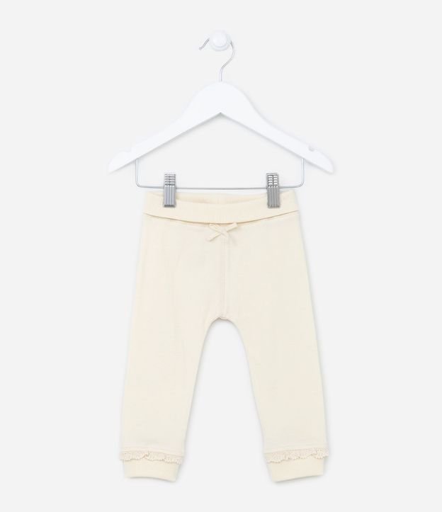 Pantalones Infantiles con Cintura Doblada y Lazo Aplicado - Talle RN a 18 meses 2