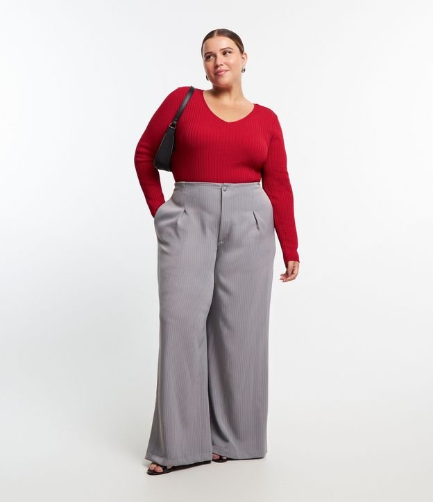 Blusa Manga Larga de Punto Acanalado Curve & Plus Size 3