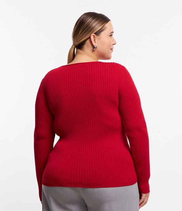 Blusa Manga Larga de Punto Acanalado Curve & Plus Size 4