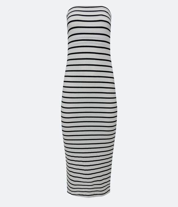 Vestido Midi en Ribana Rayada sin Breteles 6