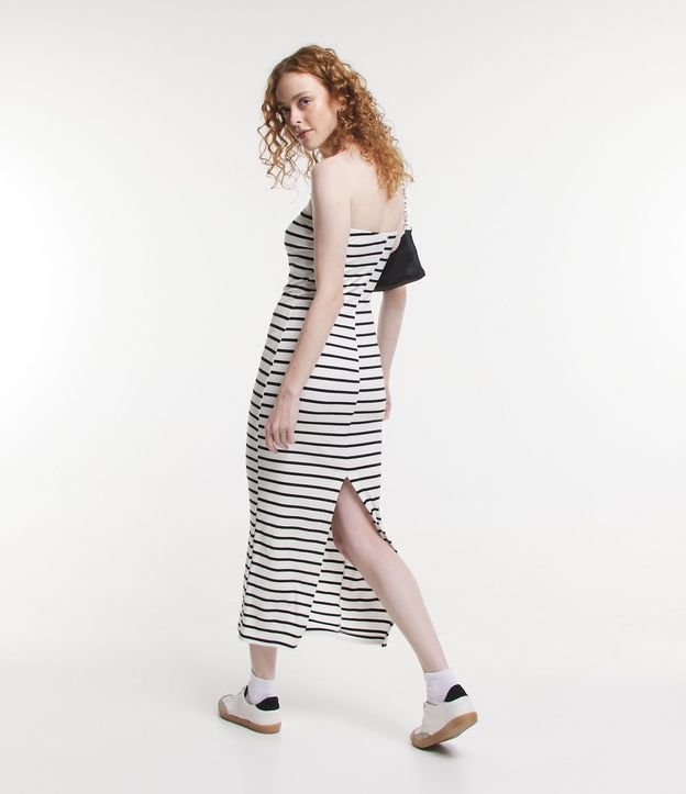 Vestido Midi en Ribana Rayada sin Breteles 3