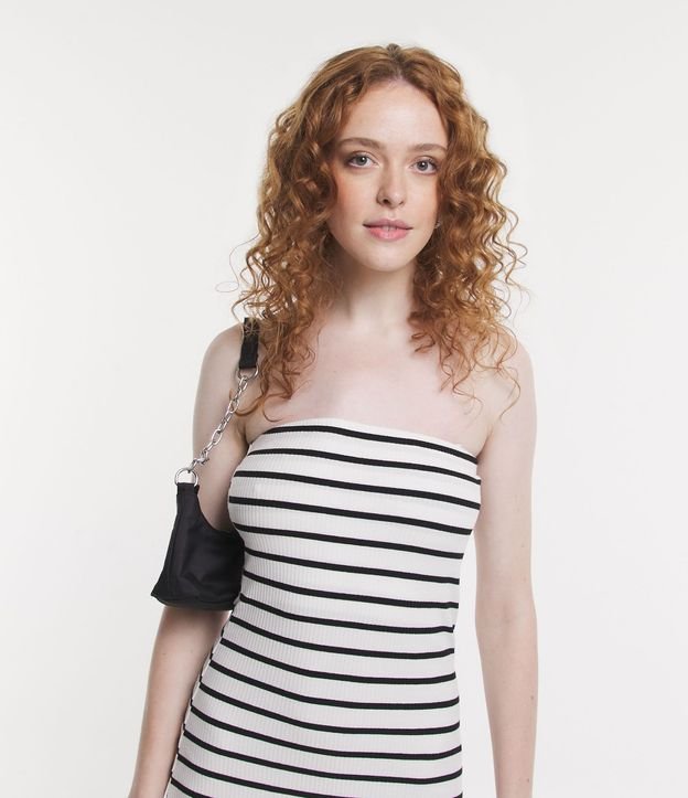 Vestido Midi en Ribana Rayada sin Breteles 5